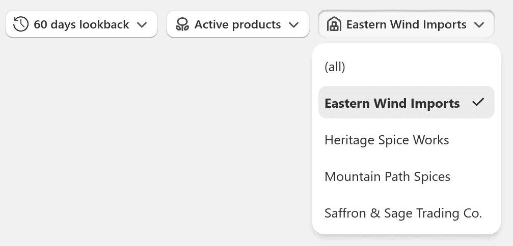 Filter by vendor drop-down